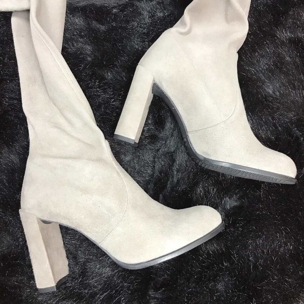 Stuart Weitzman Over-the-Knee Suede Boots in Grey